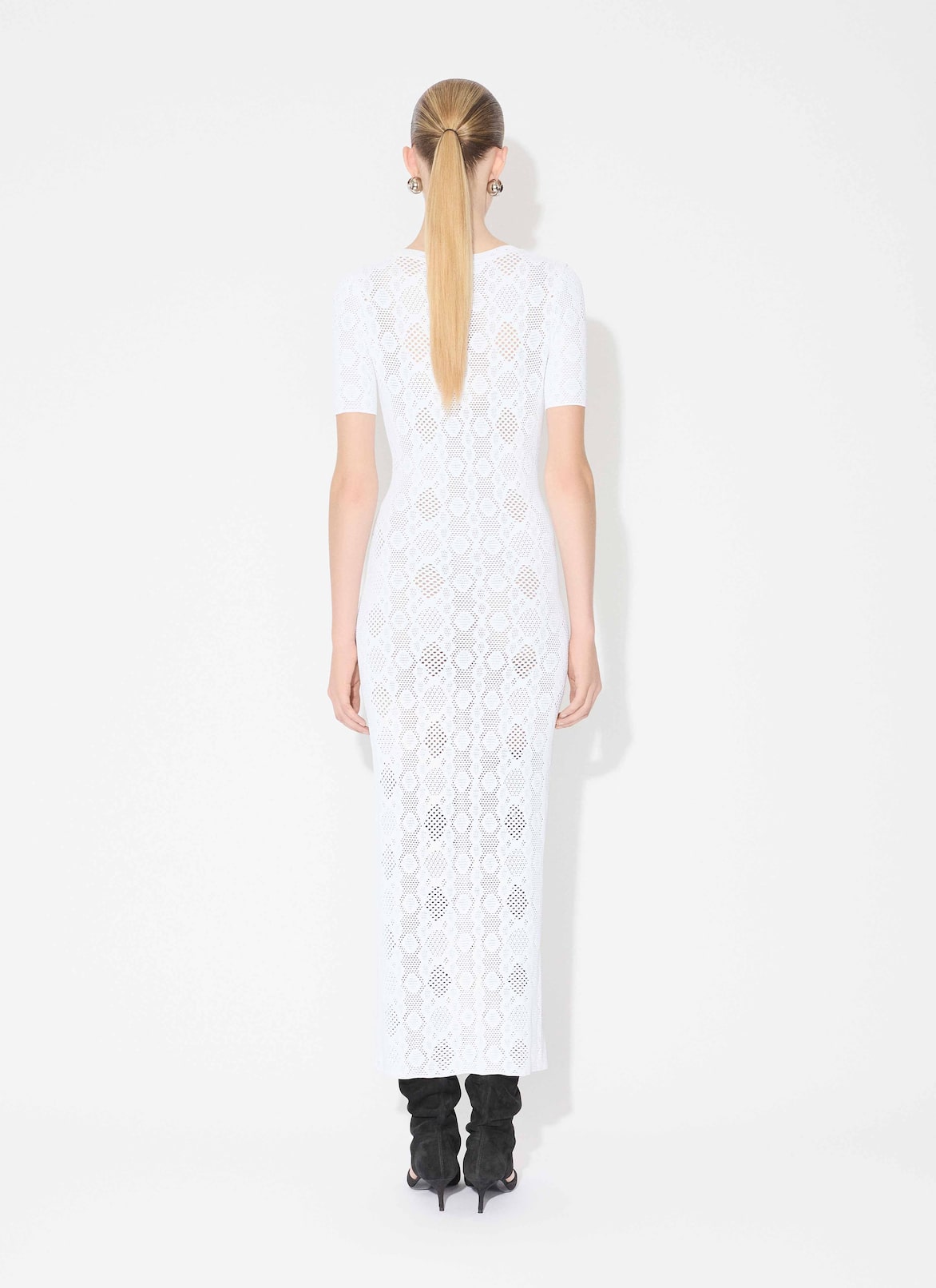 PYTHON LACE KNIT DRESS ALAÏA WHITE PYTHON LACE KNIT DRESS